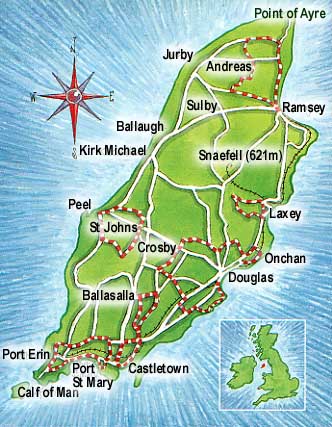 villes carte du Ile de Man